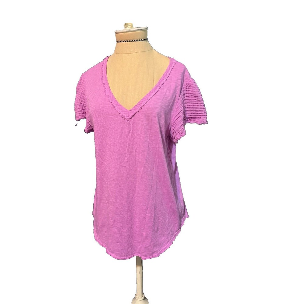 Michael Stars Vee Neck Comfort Orchid Cotton T-Shirt Top small